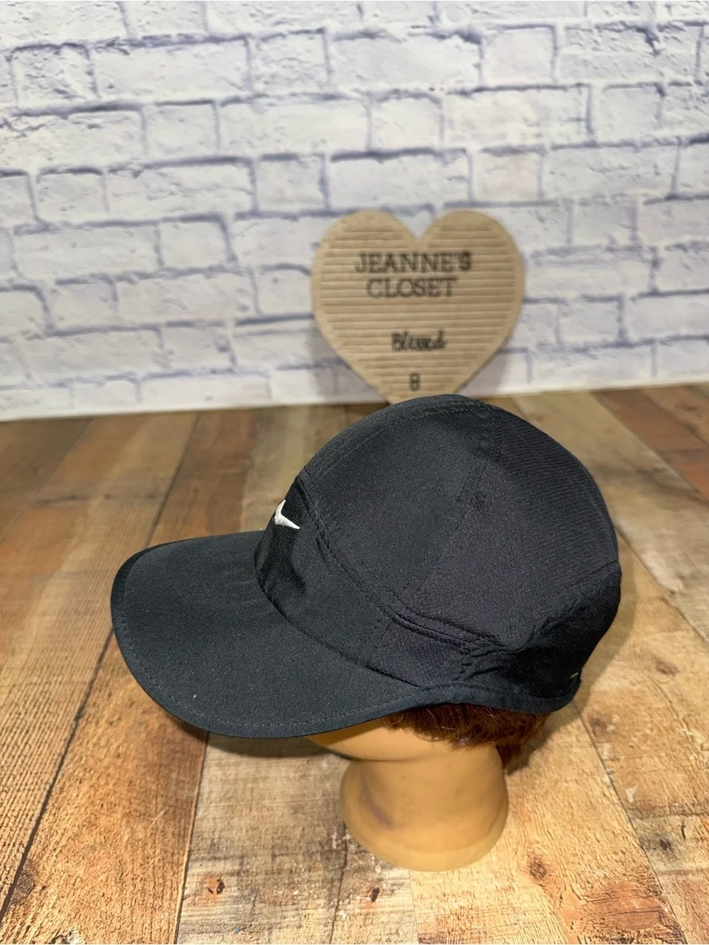 Nike 5 Panel Featherlight Black Dri Fit Swoosh Logo Adjustable Cap Hat Pre owned
